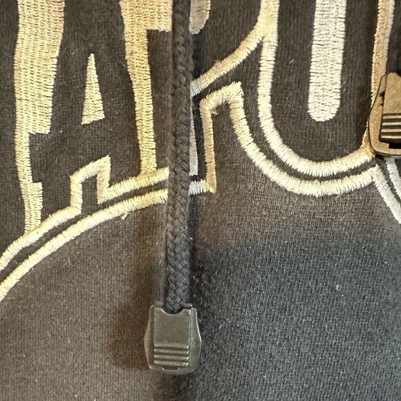 Tap Out Logo Unisex Fleece Hoodie Sweatshirt Size Med Black w White Emb Y2K - Picture 4 of 9